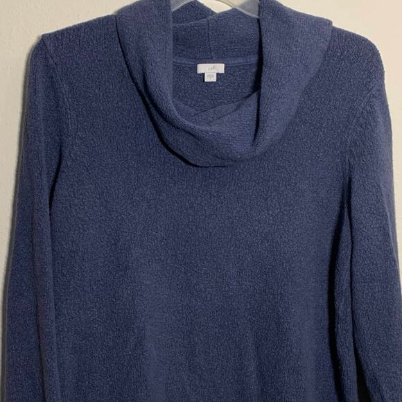 J Jill Sweater Women's Large Waffle Knit Tunic Cowl Neck Blue Purple Cozycore - Picture 3 of 11